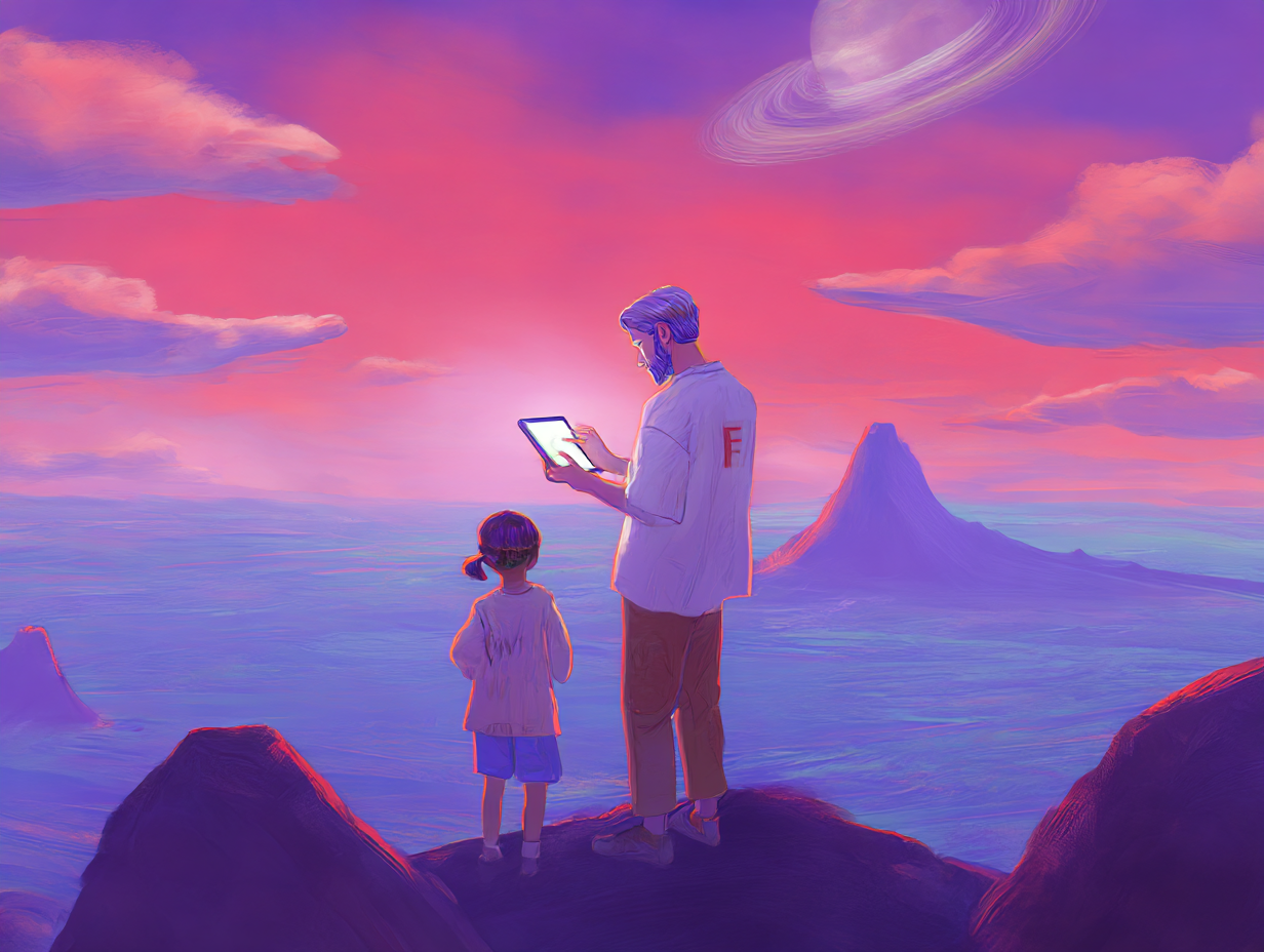aaron5000_Parent_and_father_outside_looking_at_an_iPad._Purpl_5fded091-20ab-4f08-bfb8-eb18dd1e9c4e_3